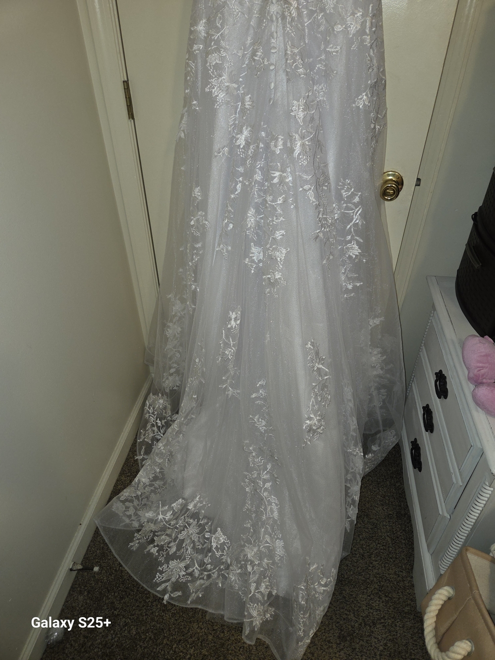 Illusion Neckline Lace A-Line Bridal Gown in Ivory - Picture 3 of 5